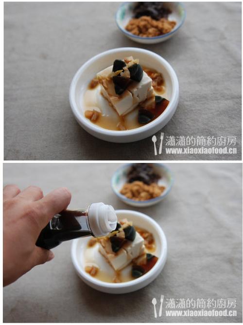 皮蛋肉松拌豆腐的做法