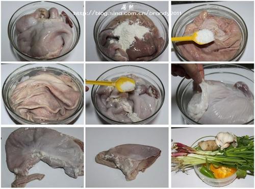 姜葱爆炒猪肚尖的做法