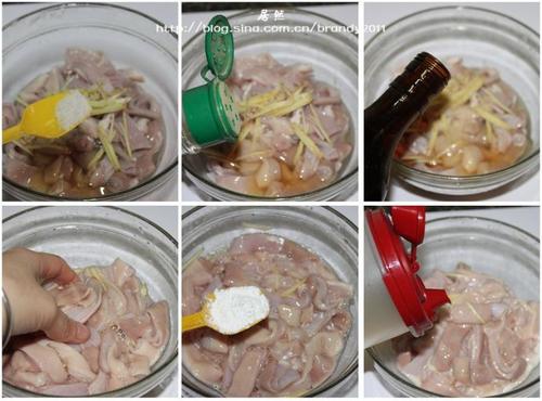 姜葱爆炒猪肚尖的做法