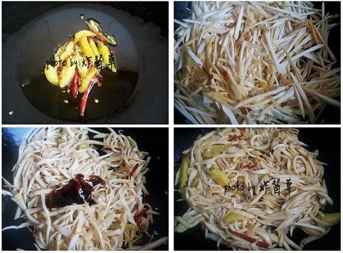 双椒炒菇丝的做法