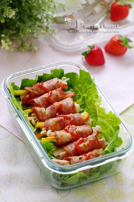 培根杂蔬卷的做法