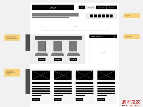 使用Photoshop 制作网页线框图简单实用