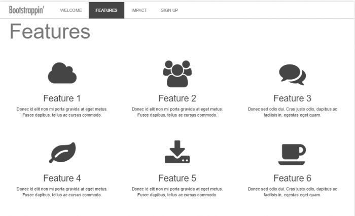 Bootstrap 网站实例之单页营销网站
