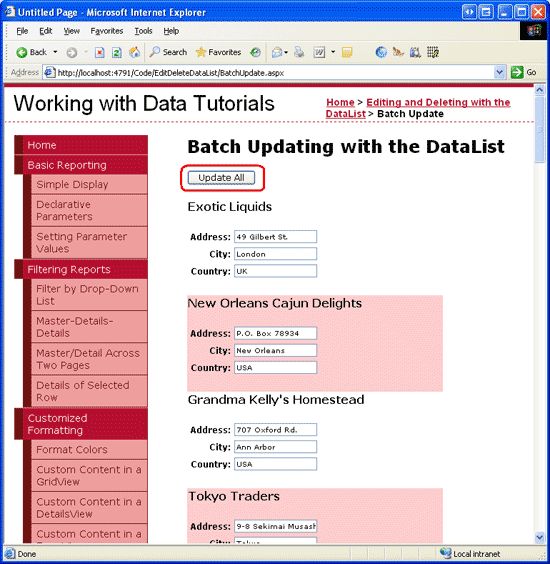 在ASP.NET 2.0中操作数据之三十七：DataList批量更新