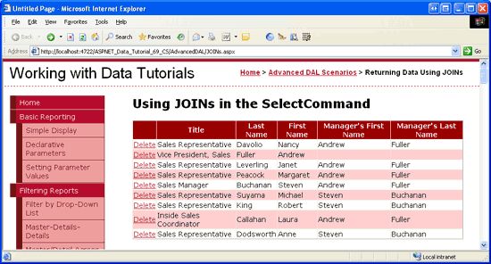 在ASP.NET 2.0中操作数据之六十七：在TableAdapters中使用JOINs