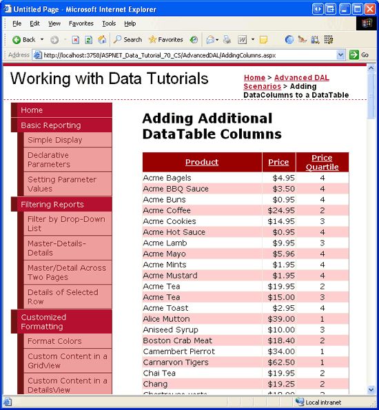 在ASP.NET 2.0中操作数据之六十八：为DataTable添加额外的列