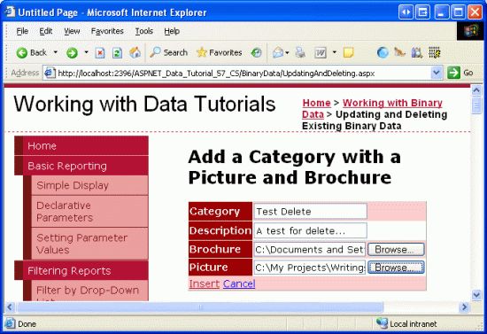 在ASP.NET 2.0中操作数据之五十五：编辑和删除现有的二进制数据