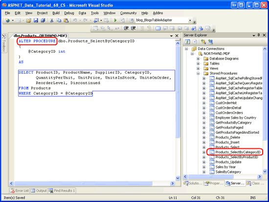 在ASP.NET 2.0中操作数据之六十六：在TableAdapters中使用现有的存储过程