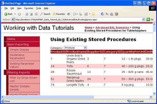 在ASP.NET 2.0中操作数据之六十六：在TableAdapters中使用现有的存储过程