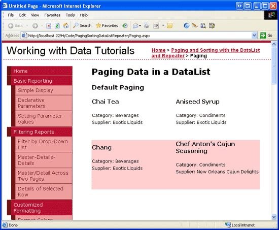在ASP.NET 2.0中操作数据之四十一：DataList和Repeater数据分页