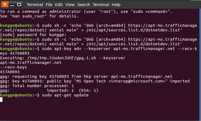 Ubuntu16.04系统配置.net core环境
