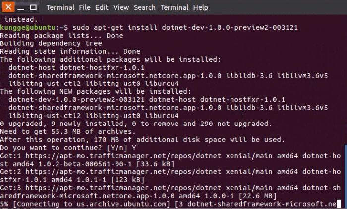 Ubuntu16.04系统配置.net core环境
