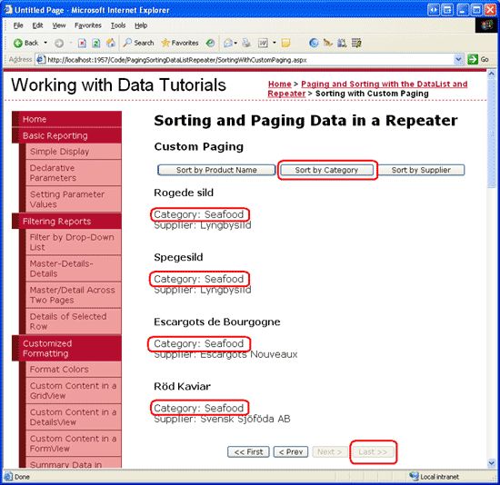 在ASP.NET 2.0中操作数据之四十四：DataList和Repeater数据排序（三）