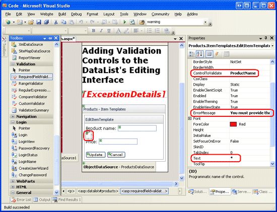 在ASP.NET 2.0中操作数据之三十九：在DataList的编辑界面里添加验证控件