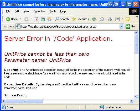 在ASP.NET 2.0中操作数据之三十八：处理BLL和DAL的异常