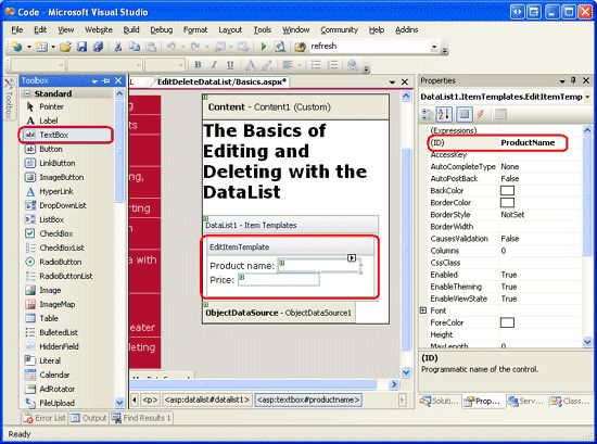 在ASP.NET 2.0中操作数据之三十六：在DataList里编辑和删除数据概述
