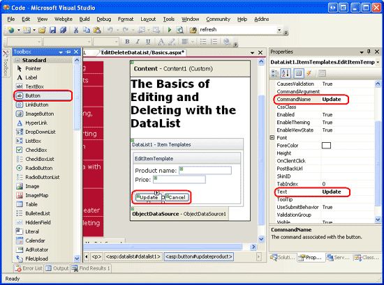 在ASP.NET 2.0中操作数据之三十六：在DataList里编辑和删除数据概述