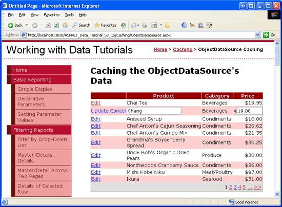 在ASP.NET 2.0中操作数据之五十六：使用ObjectDataSource缓存数据