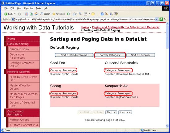 在ASP.NET 2.0中操作数据之四十三：DataList和Repeater数据排序（二）