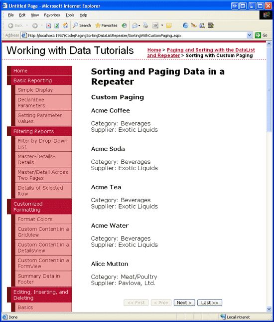 在ASP.NET 2.0中操作数据之四十三：DataList和Repeater数据排序（二）