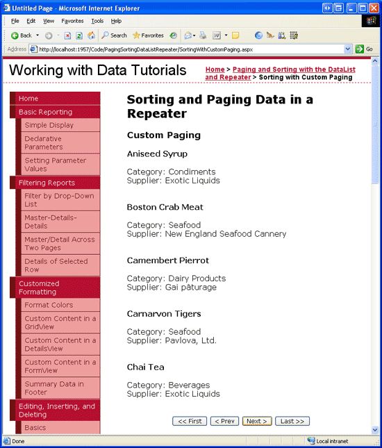 在ASP.NET 2.0中操作数据之四十三：DataList和Repeater数据排序（二）