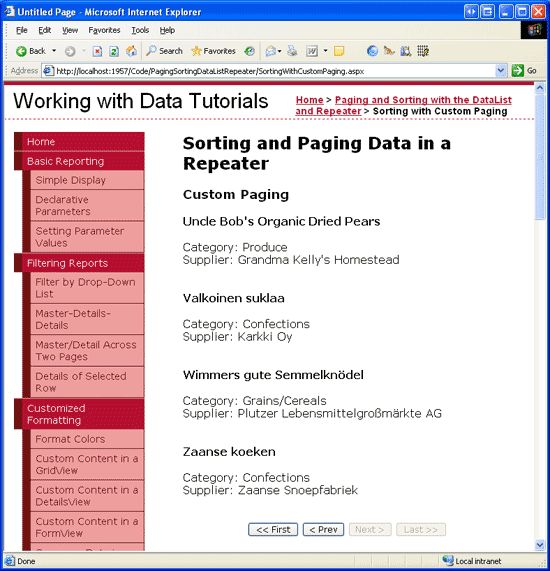 在ASP.NET 2.0中操作数据之四十三：DataList和Repeater数据排序（二）