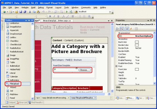 在ASP.NET 2.0中操作数据之五十四：添加新记录时包含一个文件上传选项