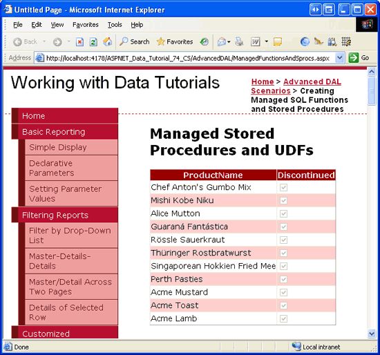 在ASP.NET 2.0中操作数据之七十四：用Managed Code创建存储过程和用户自定义函数(下部分)