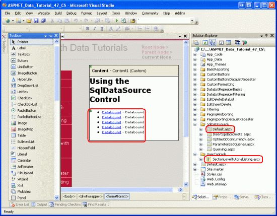 在ASP.NET 2.0中操作数据之四十六：使用SqlDataSource控件检索数据