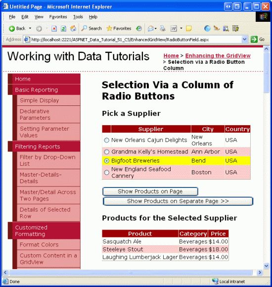 在ASP.NET 2.0中操作数据之四十九：为GridView控件添加RadioButton