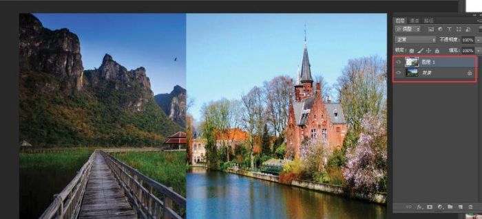 PS利用渐变工具将两张图片完美融合