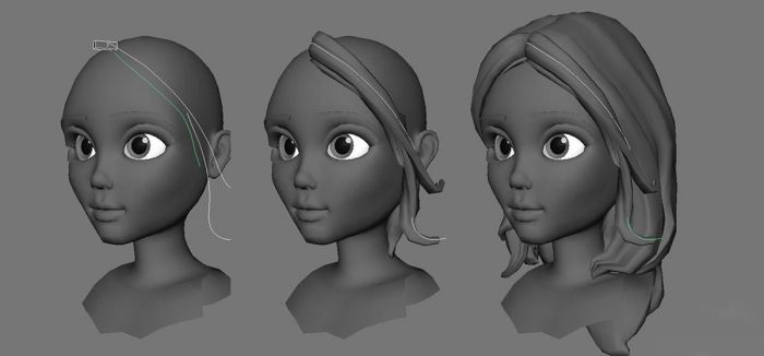 MAYA制作可爱带着眼睛的卡通女孩角色