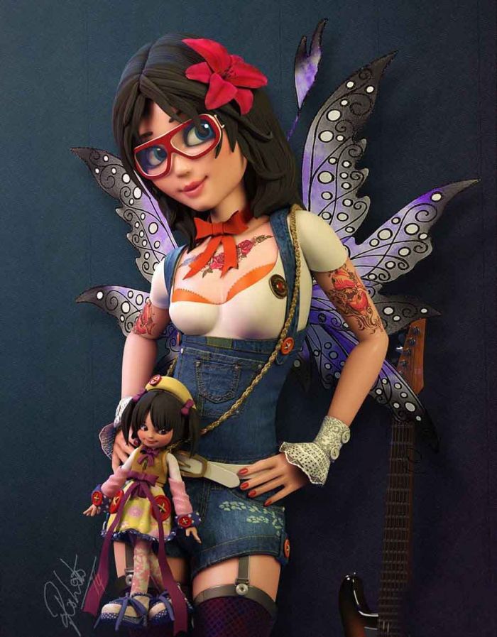 MAYA制作可爱带着眼睛的卡通女孩角色