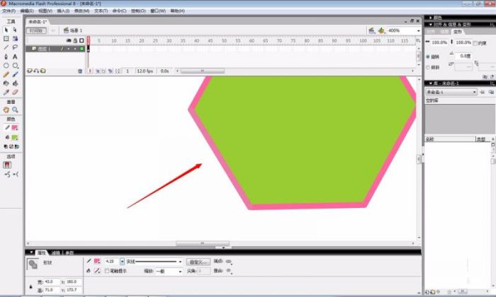 flash中选中有边框图形的边框方法
