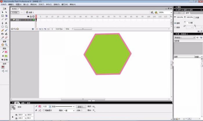 flash中选中有边框图形的边框方法